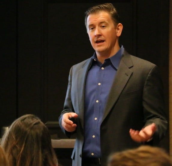 Andy Richardson, Executive Director of Free Speakers, giving a speech.